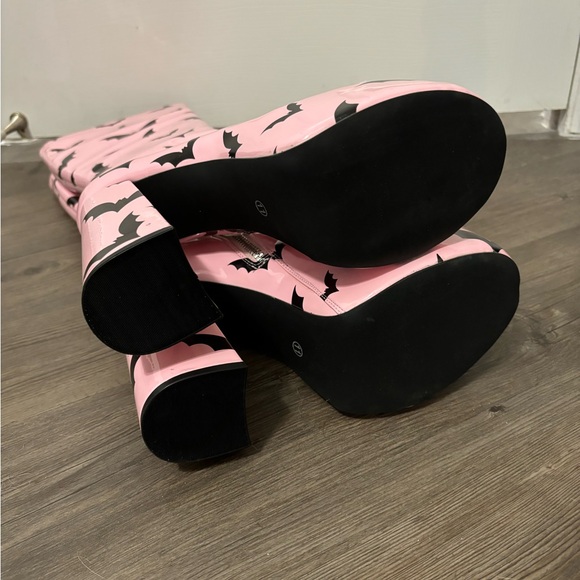 Dolls Kill Pink Bat Patterned Platform Boots - Picture 6 of 6